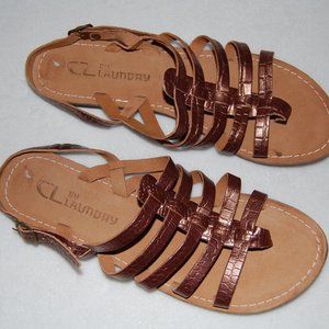 NWOB CL by Laundry Flat Leather Sandal Calli Shoes, Size 8